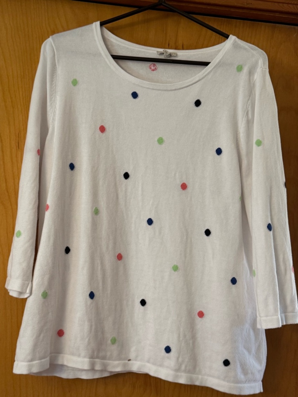 Talbots polka Dot Lightweight Sweater round neck 3/4 sleeve